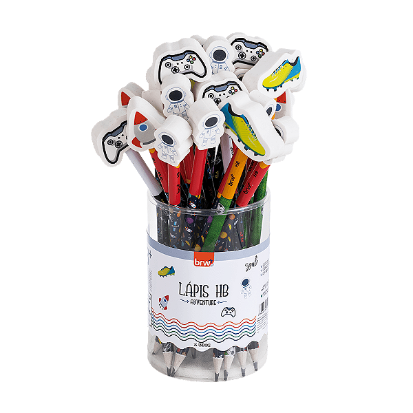 Lápis HB de Resina com Borracha Adventure – Resistente, Colorido e Divertido