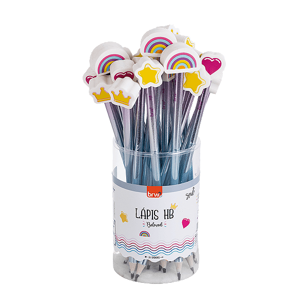 Lápis HB de Resina com Borracha Beloved BRW – Macio, Resistente e Colorido