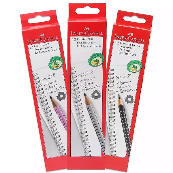 Lápis Preto Faber-Castell Grip 2001 Caixa com 12 Unidades