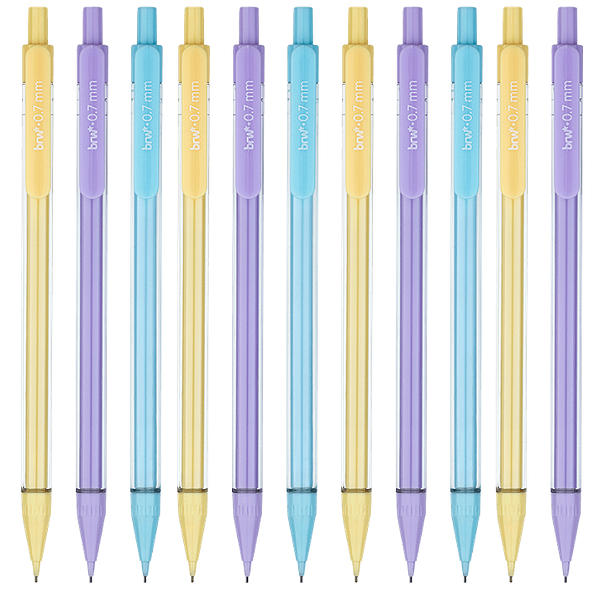 Lapiseira Plástica Pastelo 0.7mm – Cores Suaves e Escrita Confortável - BRW