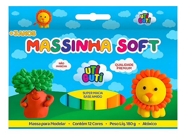 Massinha de Modelar Soft Uti Guti 12 Cores – Macia, Segura e Divertida