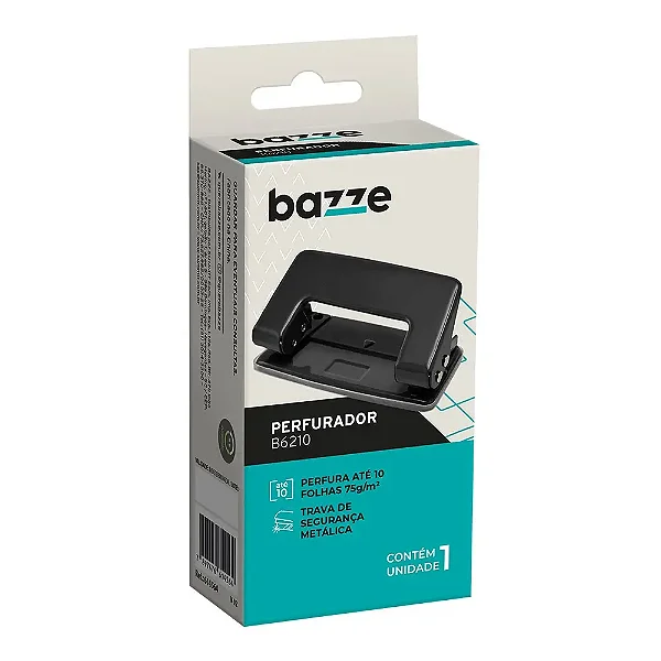 Perfurador Bazze B6210 2 Furos Metálico Preto para até 10 Folhas