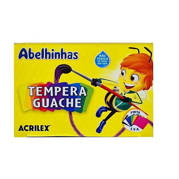 Tinta Guache - Tempera Guache - Com 6 - Acrilex