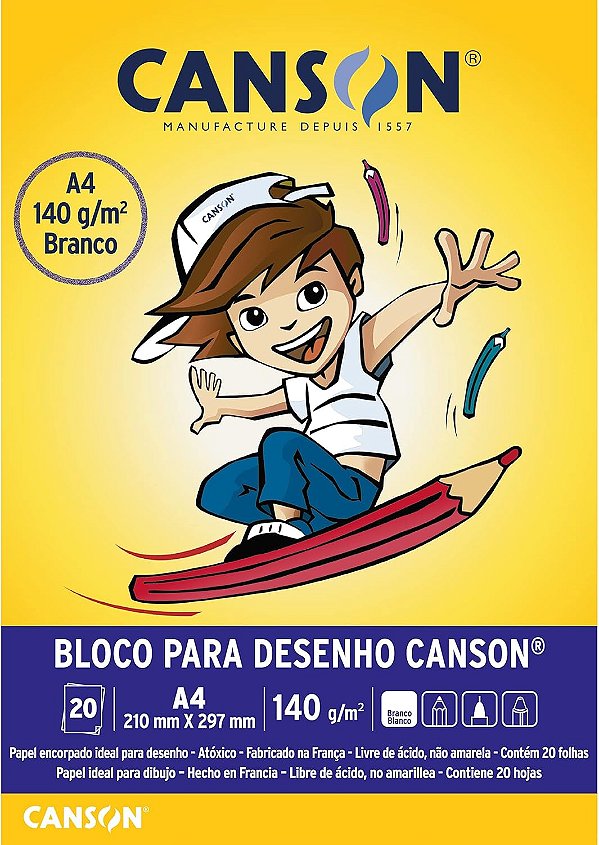 Bloco Escolar de Desenho A4 140g 20 Folhas
