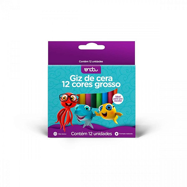 Giz de Cera Grosso 12 Cores