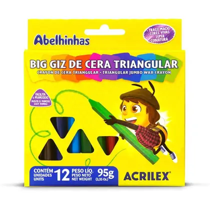 Big Giz de Cera Triangular Acrilex 12 Cores