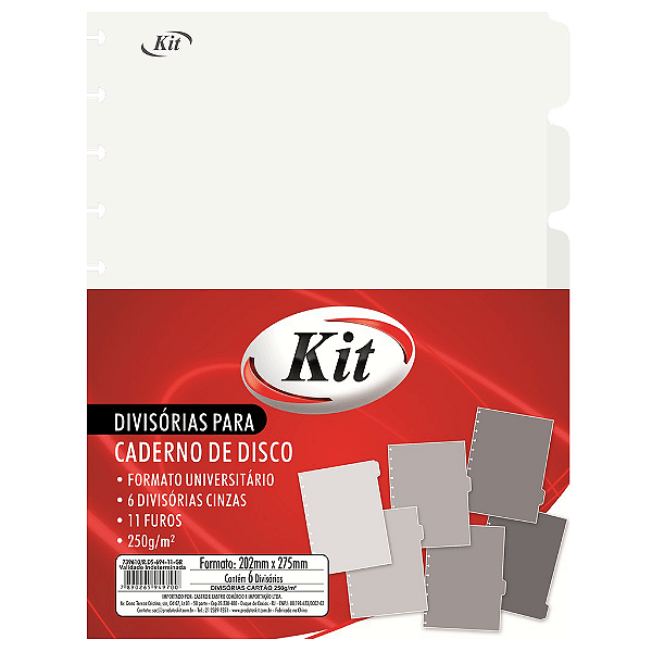 Divisórias Kitdisc com 6 Unidades Cinzas