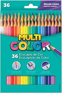 Lápis de Cor 36 Cores Multicolor Escolar e Artístico