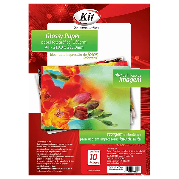 Glossy Paper  A4 160g 50 Folhas - KIT