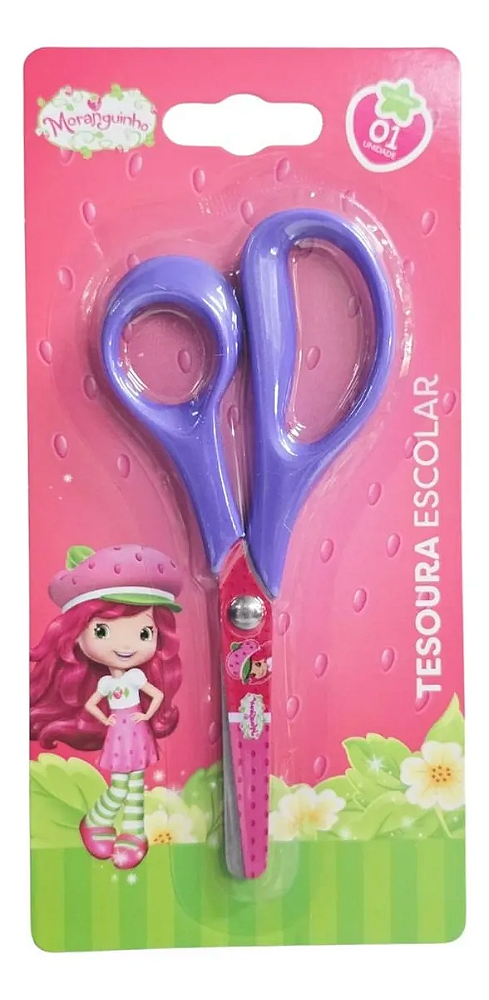 Tesoura Escolar Estampada Moranguinho 13,5 cm Skypaper