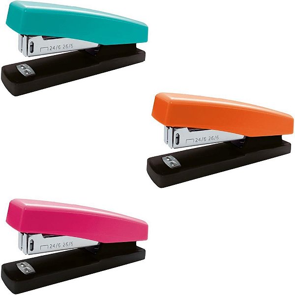 Grampeador Bazze B5309 26/6 – Plástico, 25 Folhas, Cores Sortidas XX