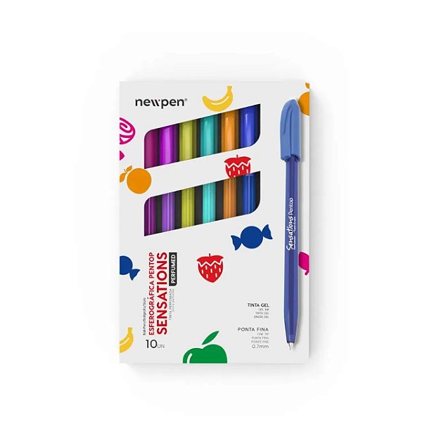 Kit 10 Caneta Esferográfica Pentop Perfumada 0.7mm - Newpen