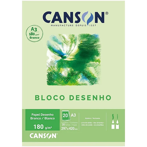 Bloco Canson Desenho A3 180g 20 Folhas Branco