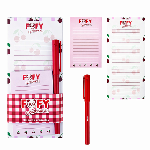 Kit Bloco de Anotações Alegria com Caneta Fofy