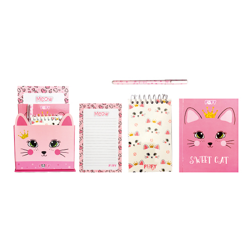 Kit de Anotação Gatinhos com Caderneta e Caneta - Fofy