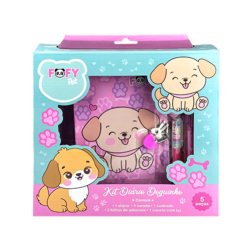 Kit Diário Doguinho com Diário e Acessórios - Fofy