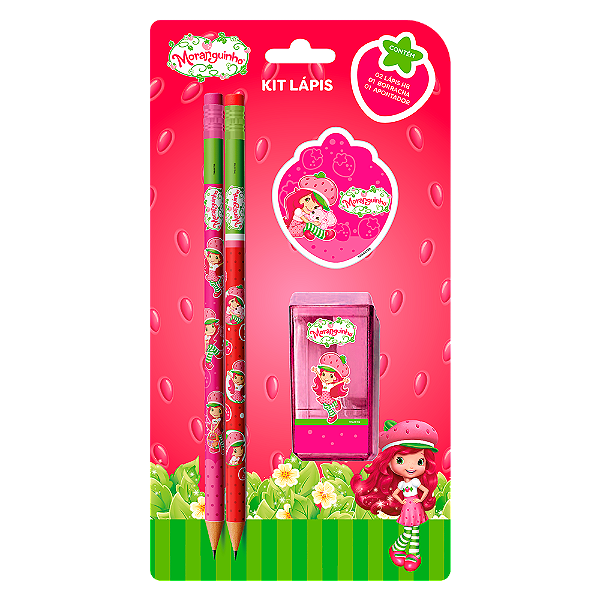 Kit Lápis com 4 ítens - Moranguinho - Skypaper