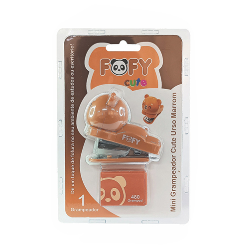 Mini Grampeador Cute Urso Marrom - Escolar e Escritório - Fofy