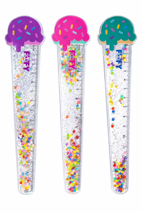 Régua Escolar Ice Cream 15cm FOFY Decorada