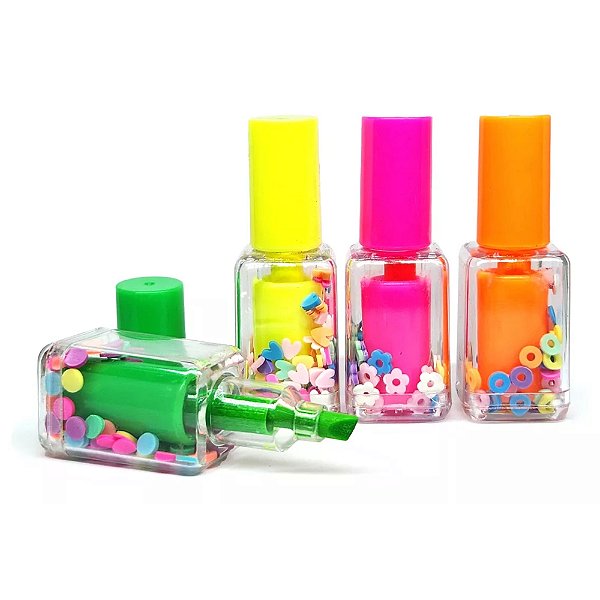 Marca-Texto Esmalte Neon Kit com 4 Unidades