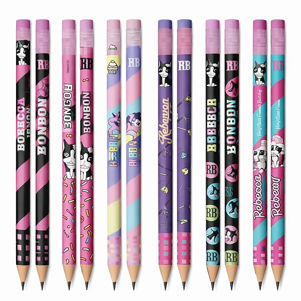 Lápis Grafite HB com Borracha Rebecca Bonbon