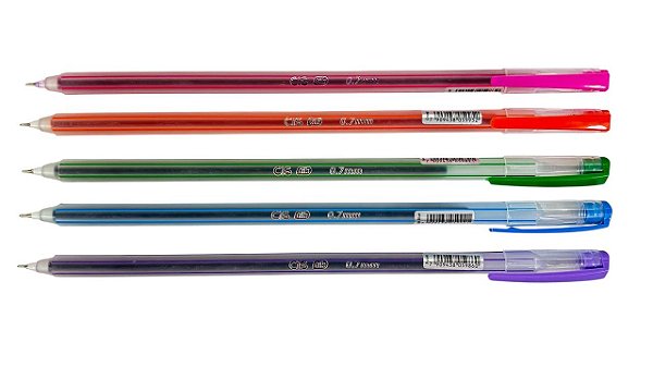 5 Canetas Esferográficas CIS Tik 0.7mm Escrita Macia (uma de cada cor)