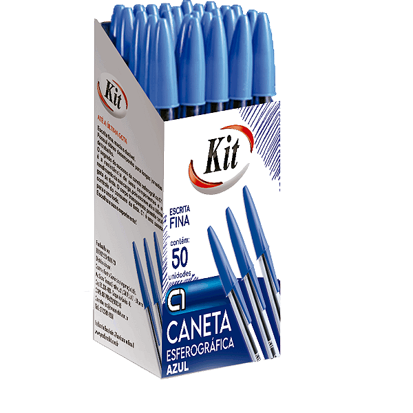 Caneta C1 Ponta Fina - Caixa com 50 - KIT