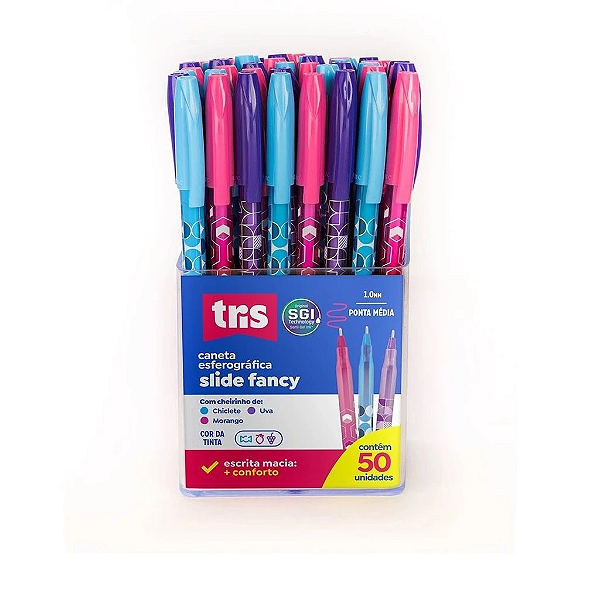 Caneta Esferográfica Slide Fancy Tris Escrita Macia