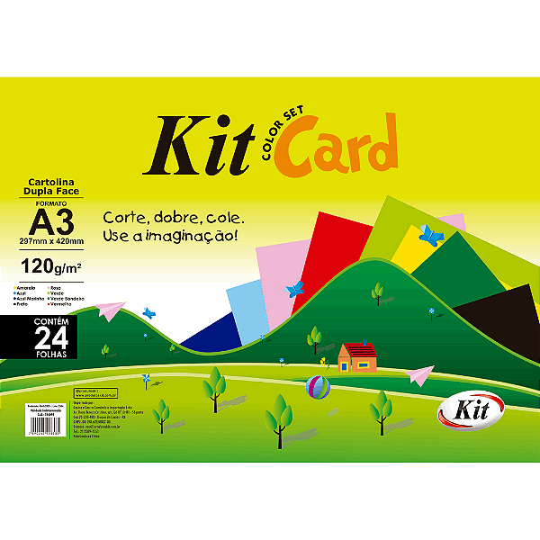 Kit Color Set Card Papel Colorido A3 com 24 folhas