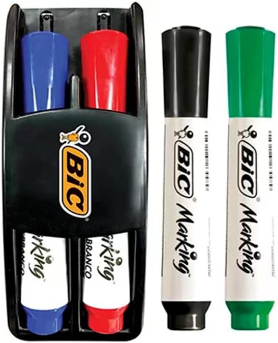 Kit Marcadores Quadro Branco BIC Marking 4 Cores + Apagador