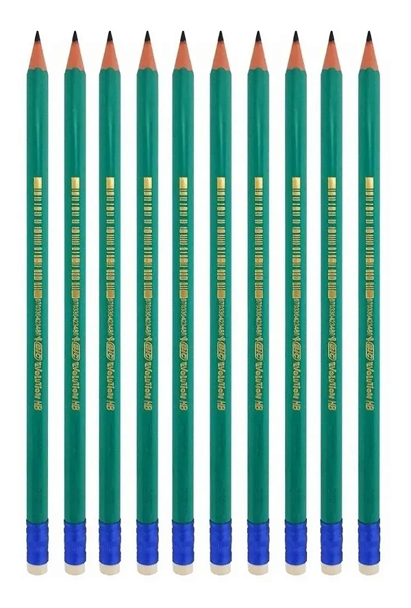 Kit com 10 Lápis BIC Evolution HB Nº2 com Borracha Resistente