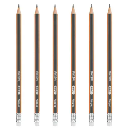 Kit 6 Lápis Preto Maped Black Peps HB com Borracha