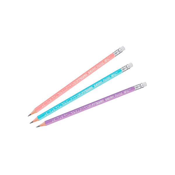 Kit com 3 Lápis Grafite Maped Black'Peps Pastel HB com Borracha