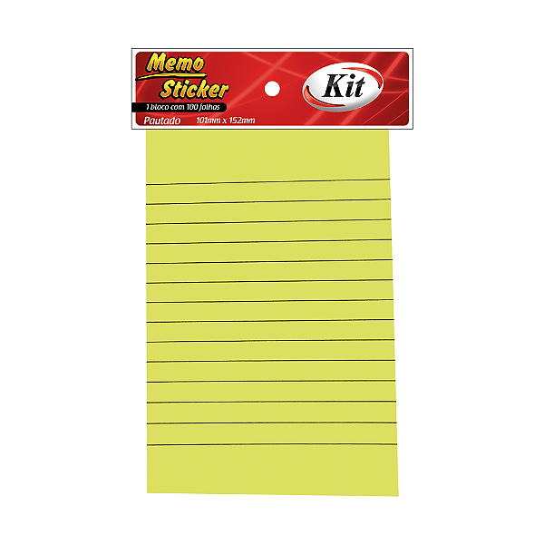 Bloco Adesivo Pautado - 101x152mm - Com 100 folhas - KIT