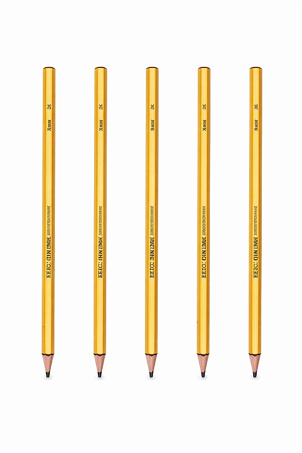 Kit com 5 Lápis Preto HB Dourado Sextavado BRW – Escrita Suave e Precisa