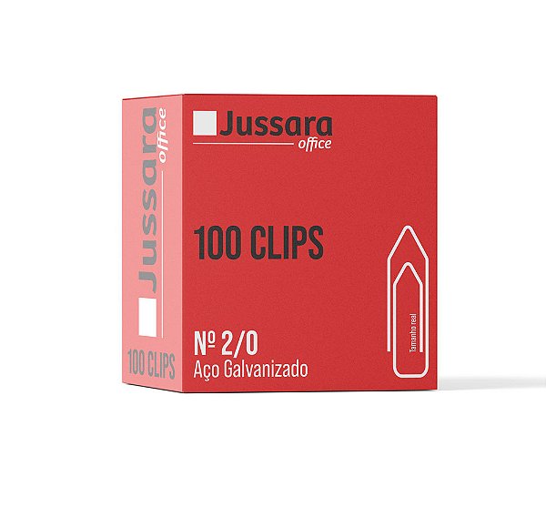 Clips para Papel Galvanizado 2/0 Jussara – Caixa com 100 Unidades