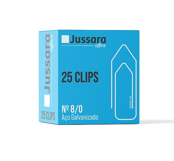Clips para Papel Galvanizado 8/0 Jussara – Caixa com 25 Unidades