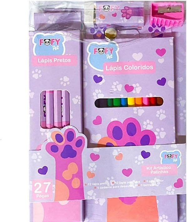 Kit Artístico Patinhas - 27 peças - Fofy