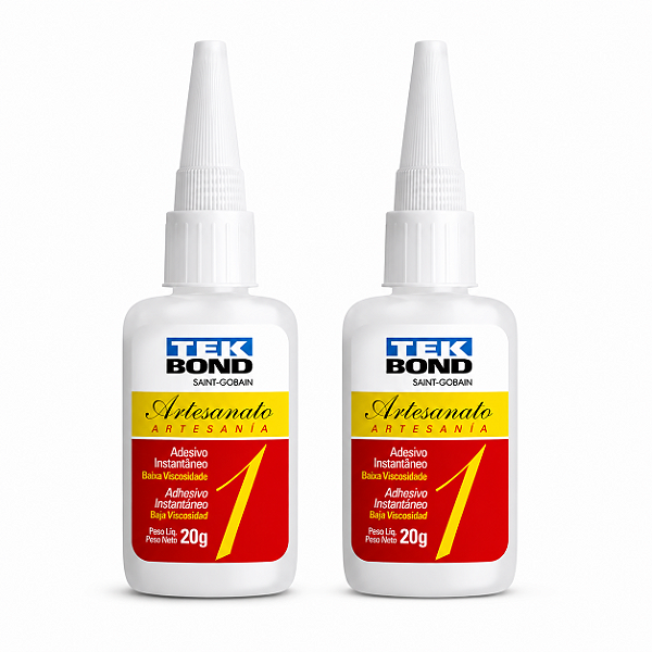 Kit com 2 Colas Instantânea Nº 1 Artesanato 20g Tekbond – Alta Precisão e Fixação