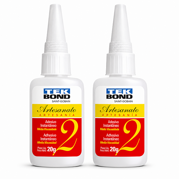 Kit com 2 Colas Instantânea Nº 2 Artesanato 20g Tekbond – Alta Precisão e Fixação