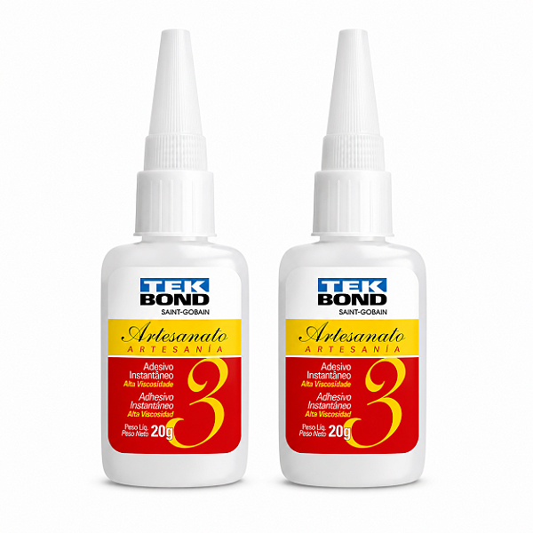 Kit com 2 Colas Instantânea Nº 3 Artesanato 20g Tekbond – Alta Precisão e Fixação