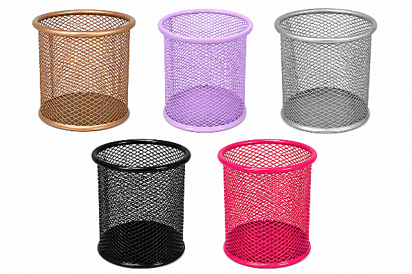 Porta Lápis Redondo Aramado – Organizador de Mesa Metálico