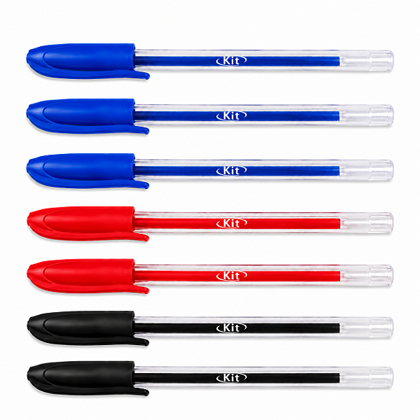 Kit com 7 Canetas Clear Ponta Fina – Escrita Precisa e Design Transparente
