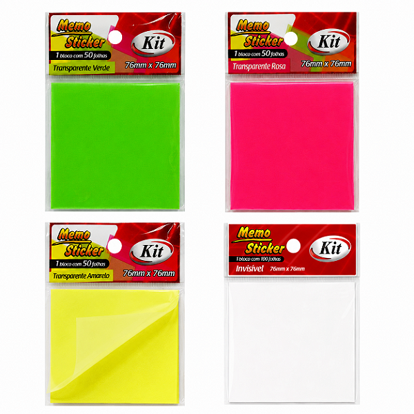 Blocos Adesivos (PostIt) - Transparente - 76x76mm - Bloco com 50 folhas