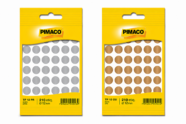 Kit com 2 Etiquetas Adesivas TP12 Pimaco – Ouro e Prata