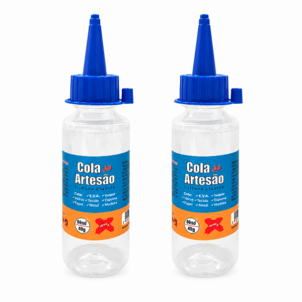 Kit com 2 Colas de Silicone Artesão 60ml – Fixação Transparente para Artesanato
