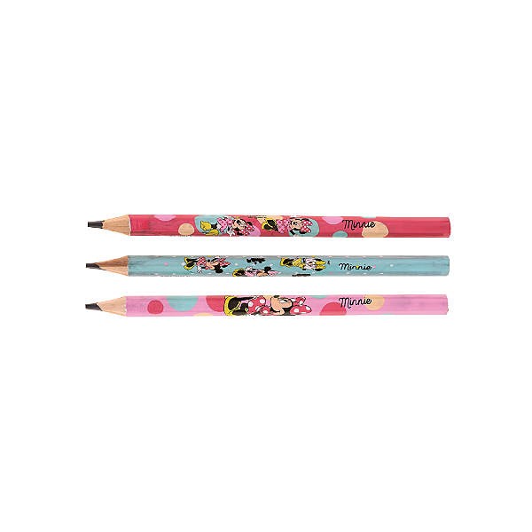 Kit com 3 Lápis Jumbo Minnie Molin Escolar – Escrita Confortável e Divertida