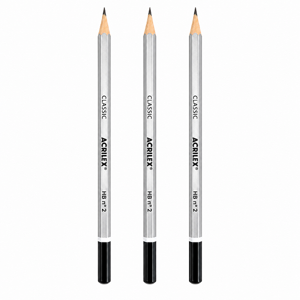 Kit com 3 Lápis Preto Classic HB Acrilex com Dipping