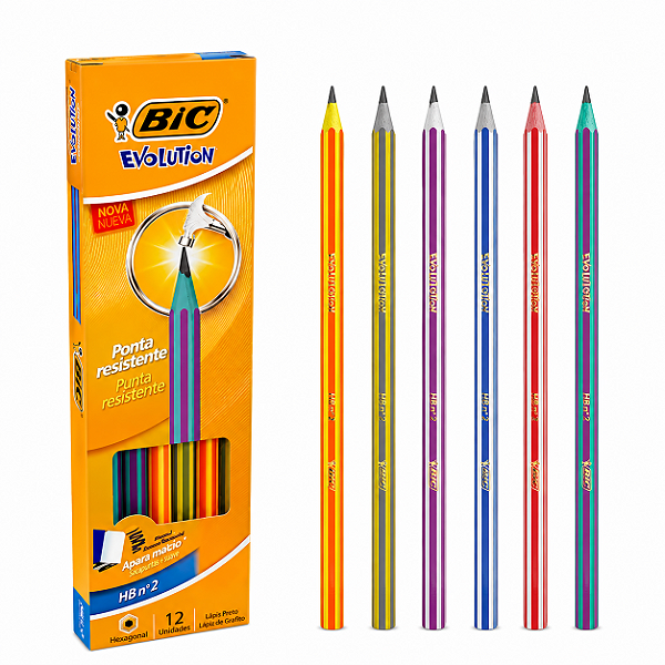 Caixa com 12 Lápis Preto BIC Evolution Pijama HB Nº2