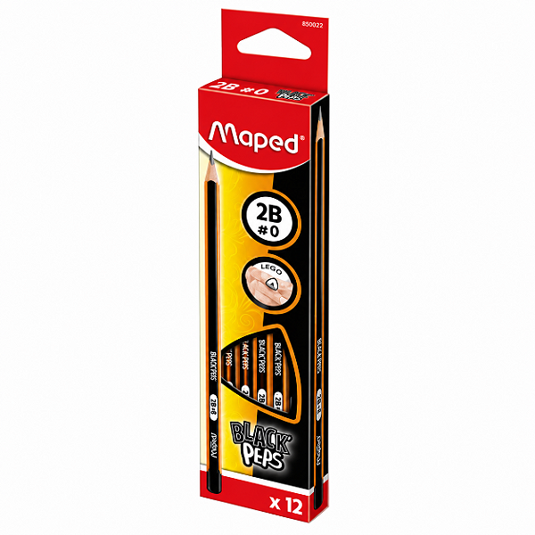 Caixa com 12 Lápis Preto Maped Black Peps Graduado 2B – Traço Macio e Intenso
